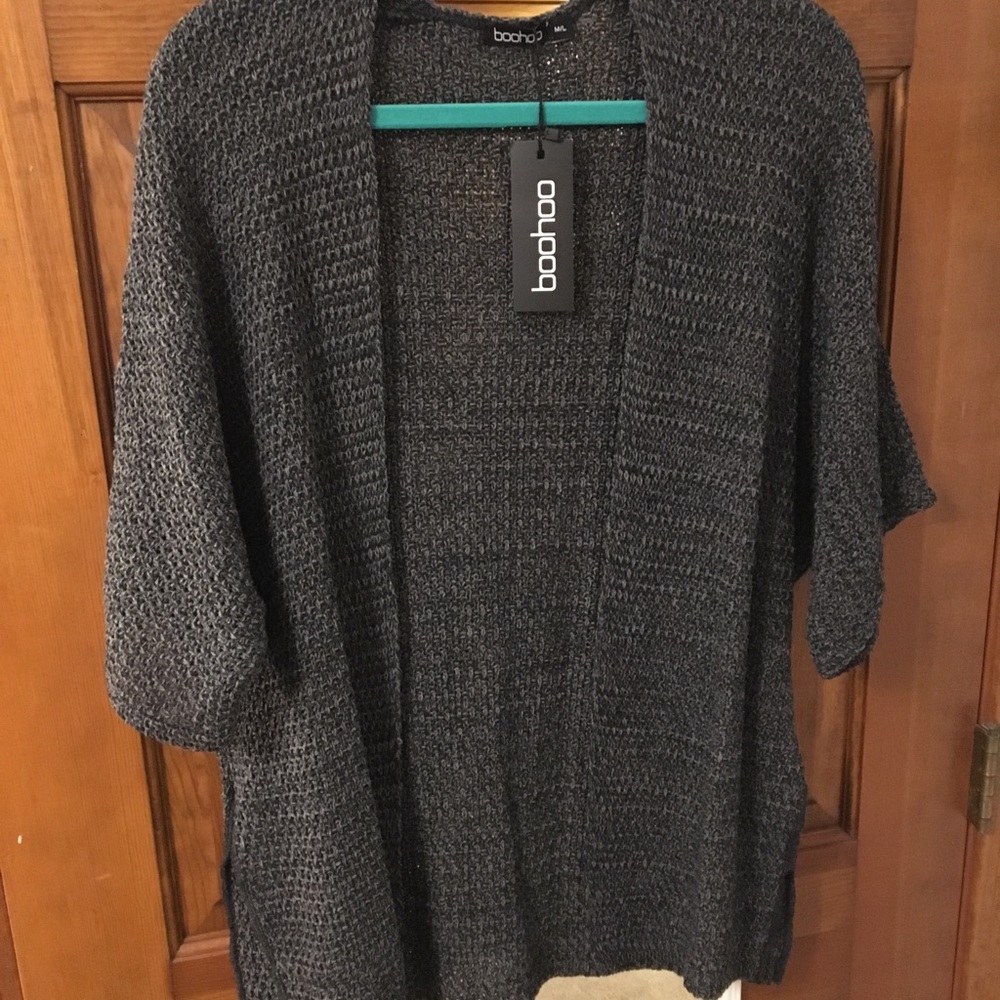 Boohoo gray side split batwing cardigan